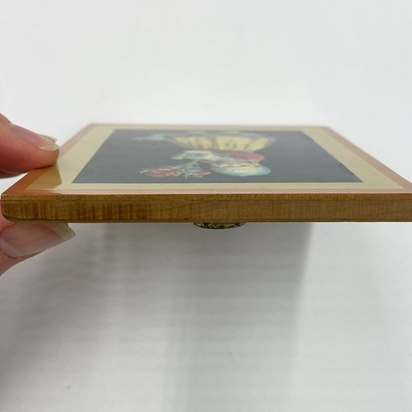 2 Small Antique Wooden Frame Swiss Girls Child Pretzel Jack Russell Terrier Dog - Picture 6 of 9